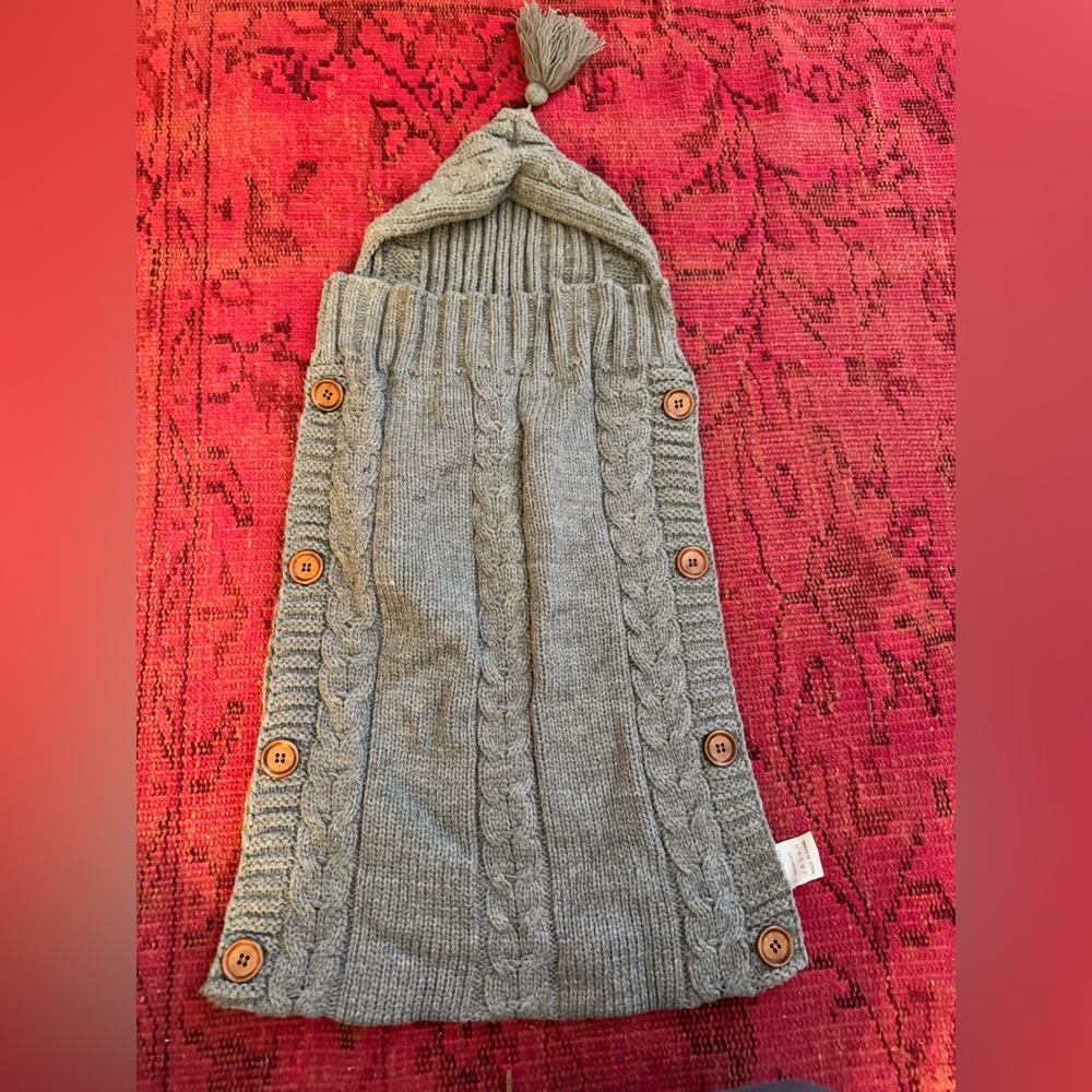 Blue Cable Knit Buttoned Blanket
